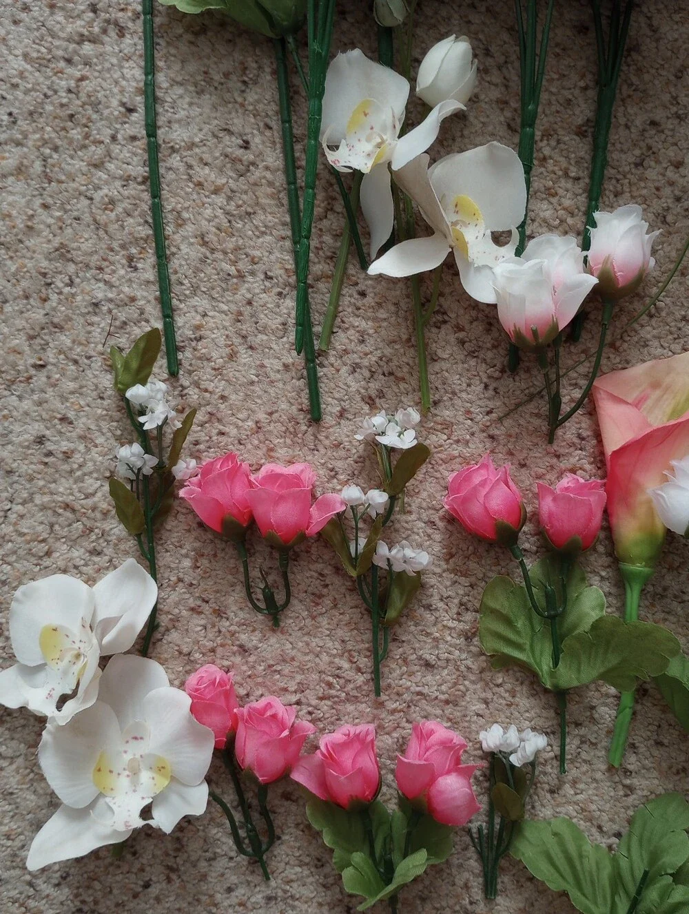 Huge Lot Of Artificial / Faux Flowers Florals Pink White Roses Butterflies